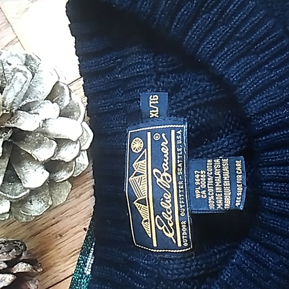 ⚜️ NWOT MEN'S Eddie Bauer Cable Knit Sweater 100% Cotton XL UNISEX - Picture 4 of 14
